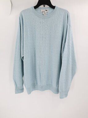 I Levrieri Sweater Mens 2XL Cashmere Silk Cable Knit Pullover Made in Italy Blue